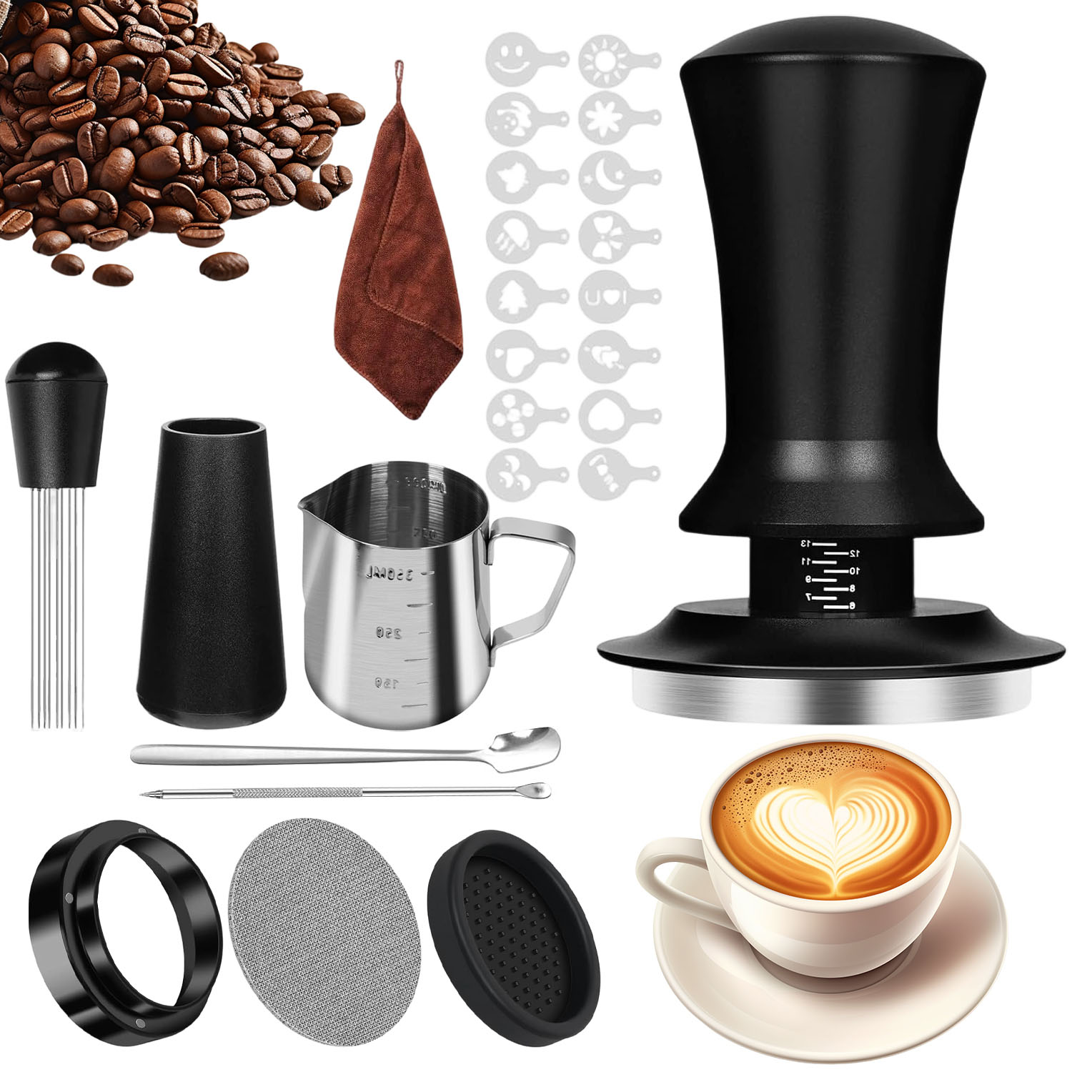 Levně Tamper Na Kávu 51 MM Sada Italských Šlehačů Na Kávu Pro Espresso 25 Ks