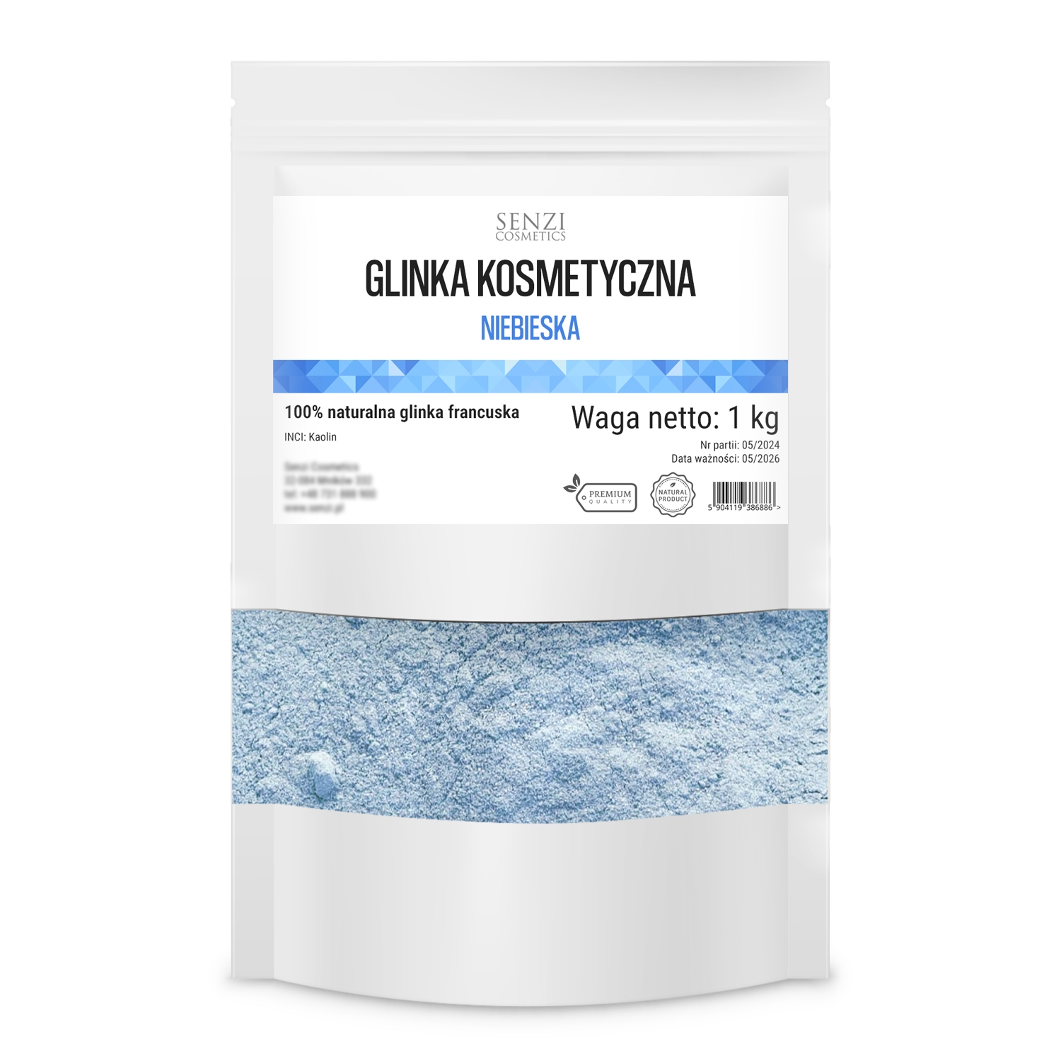Modrá hlína Francouzská kosmetická maska 100% přírodní 1 kg