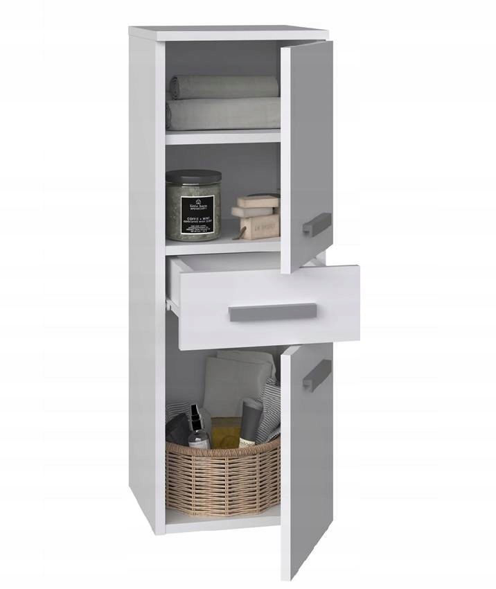 SZAFKA ŁAZIENKOWA REGAŁ PÓŁKI SZUFLADA SŁUPEK 30cm BIAŁY MAT Wysokość mebla 85 cm