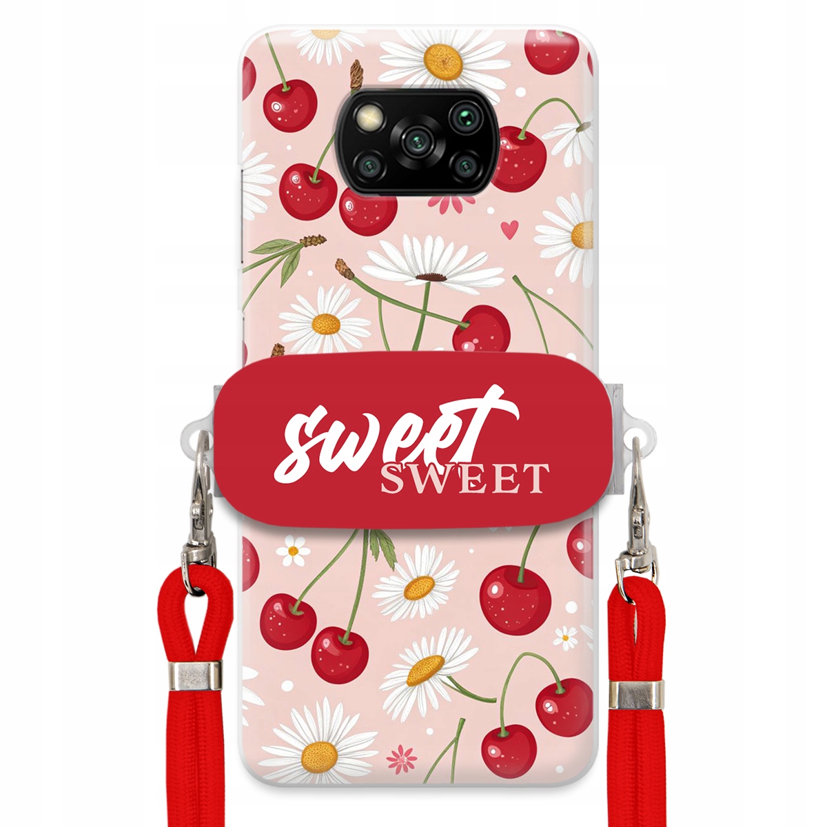 Pouzdro pro Xiaomi Poco X3 Pro Červené vodítko držák Sweet Sweet Višňový Květ