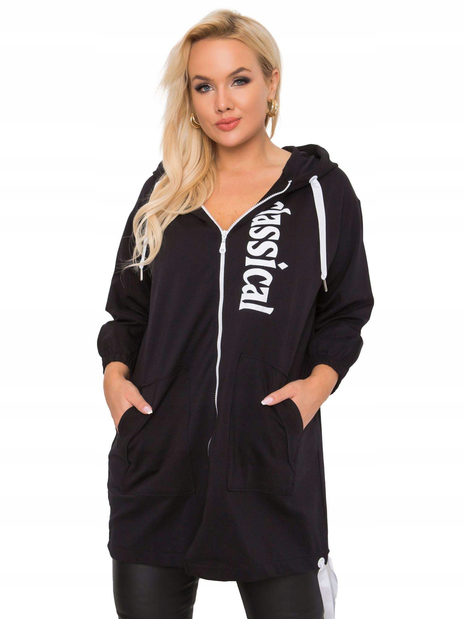 

Bluza Damska z kapturem Plus Size rozpinana napisy