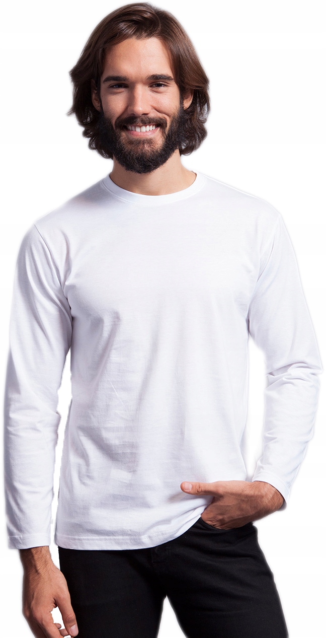 

T-Shirt Męski Z Długim Rękawem 150 Biały XL