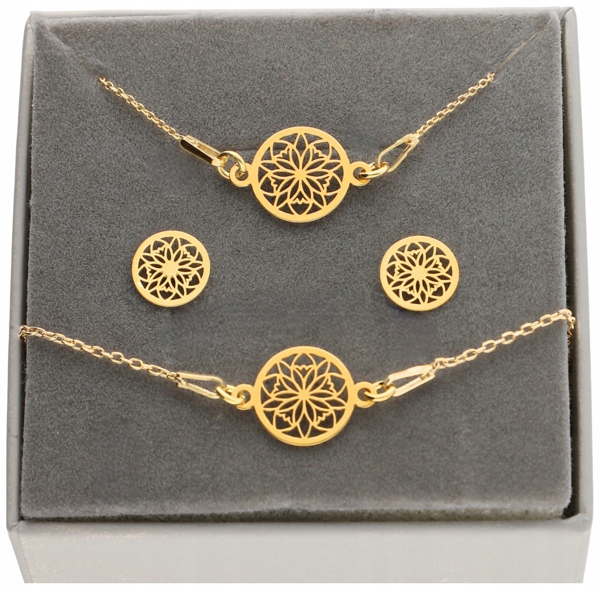 Zlatý komplet šperků Ažurový Ažur Sybtelný Ažurek stříbro 925 pozlacený