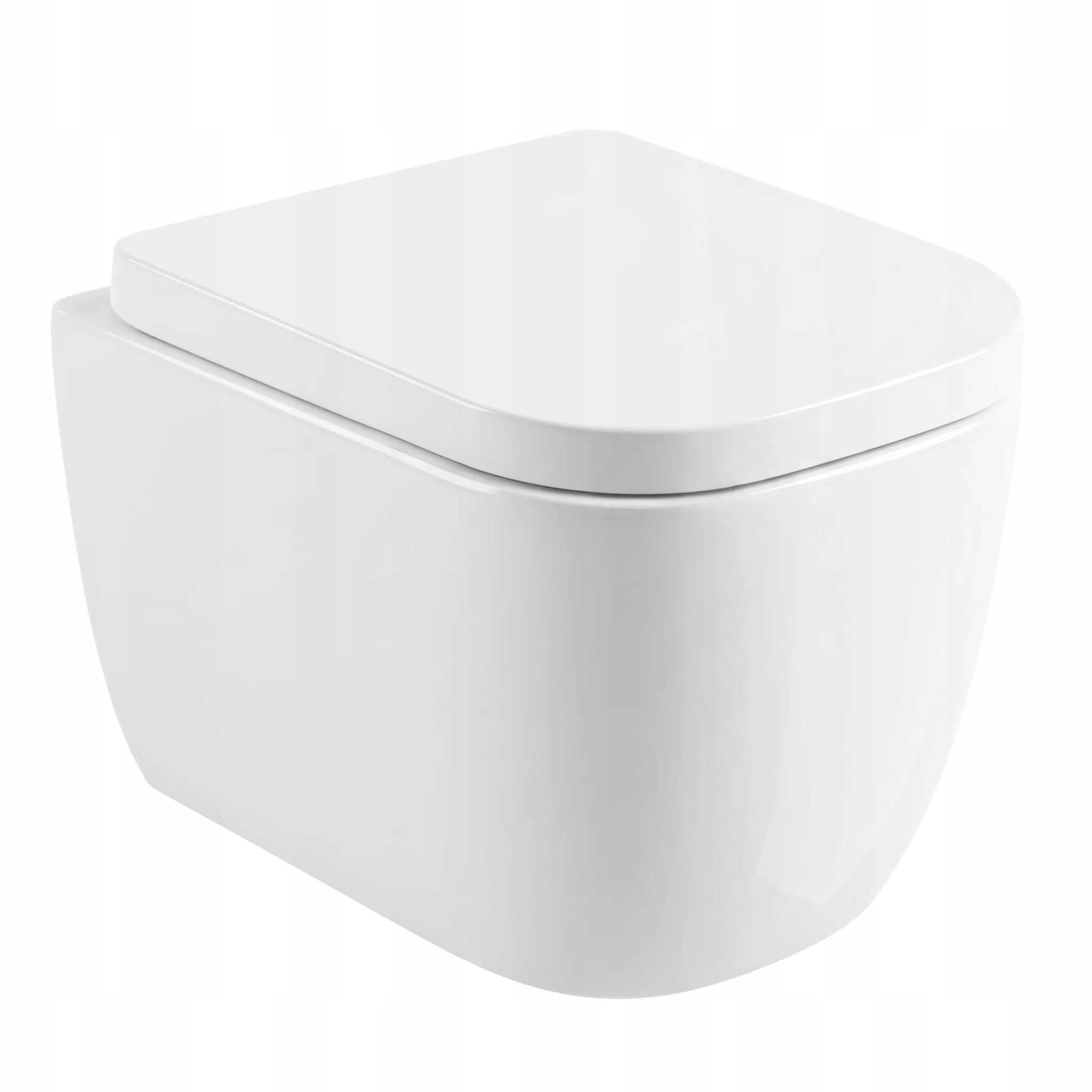 Miska Wc Cubik Wisząca System Rimless Deska Wolnoopadająca Biała Połysk Rea