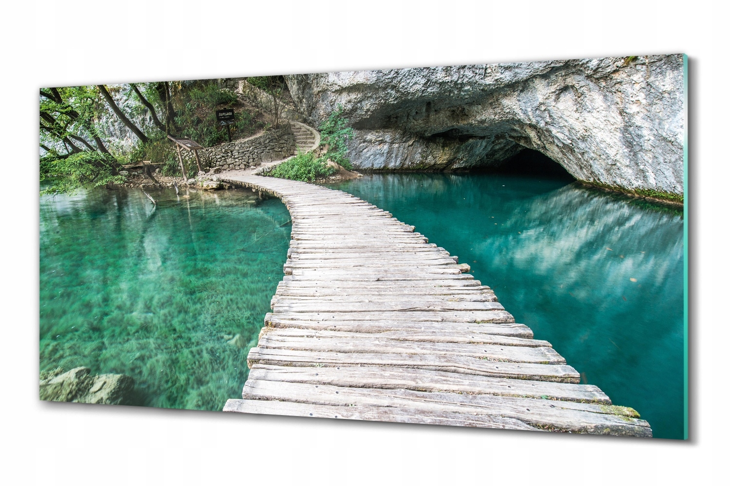 Skleněný obraz do obývacího pokoje Jezero rezervace 100x50