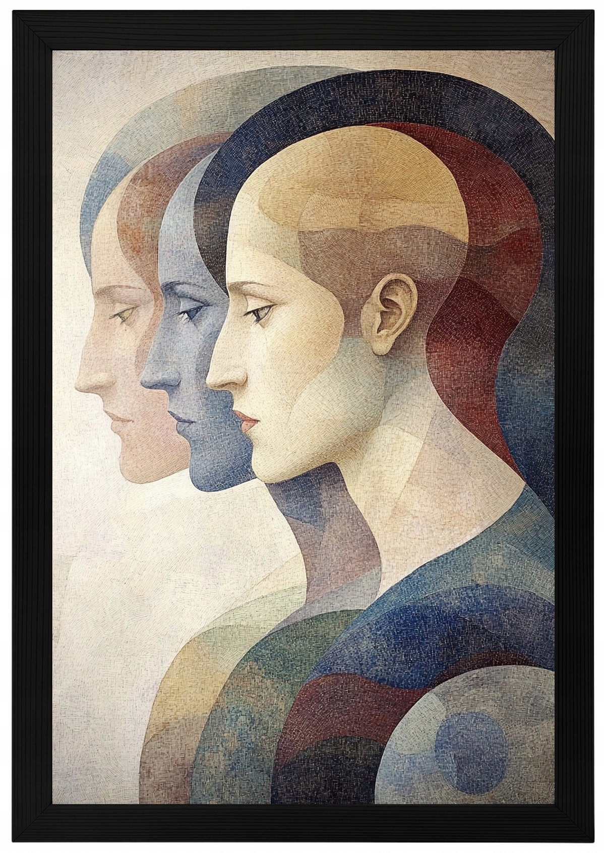 Plakát Rámeček Plakát Dřevěný Abstrakční Portrét Profil Obličej Mozaika Trio 40x60
