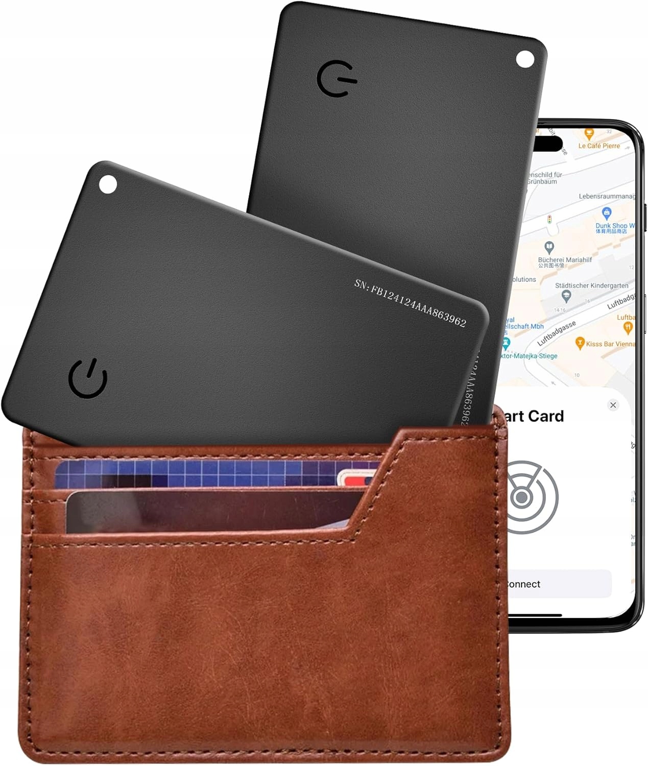 Lokalizator Gps Karta Śledząca Portfel Zestaw 2 szt. Tylko iOS Cienka