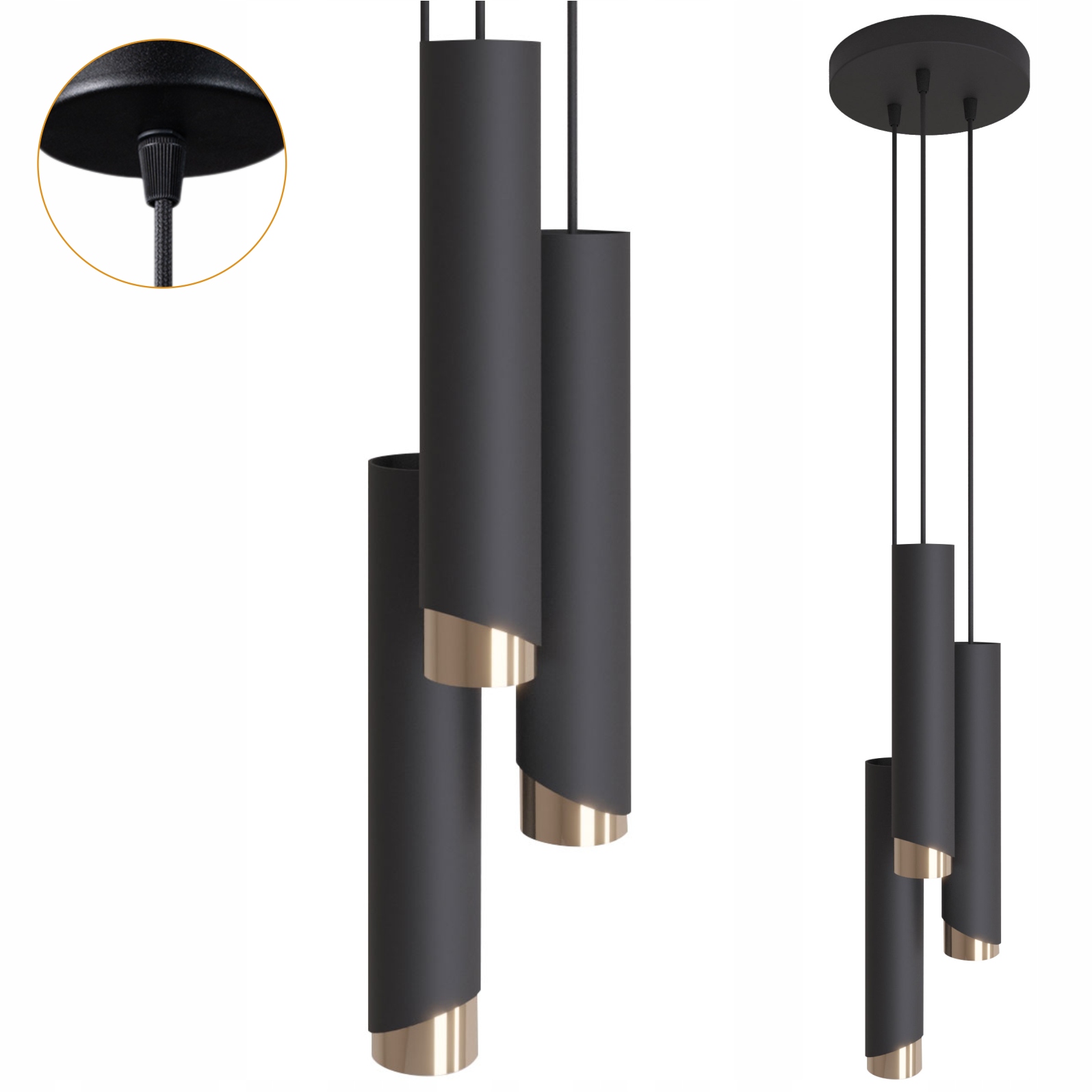 Závěsná stropní lampa stropní svítidlo Led nástěnný Bragi 40W Zwis kovová Tuba