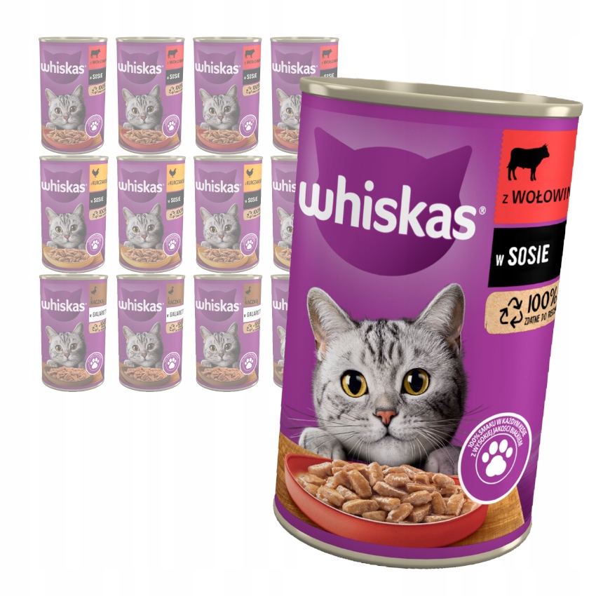 Whiskas Adult Mix 3 příchutě Pro Kočky Krmivo 12x400g