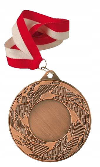 Medal Medale brązowy 50mm z szarfą i tabliczkami przód tył