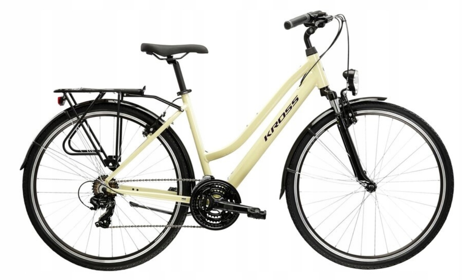 Rower trekkingowy Kross Trans 1.0 rama 17 cali koło 28" beżowy