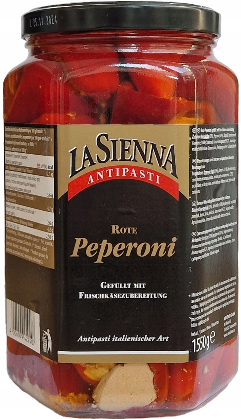 Levně La Sienna feferonky papričky se sýrem 1,55 kg