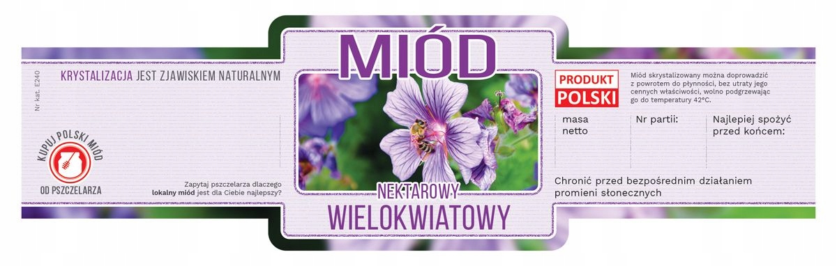 

Etykiety na miód Wielokwiatowy 100szt E240