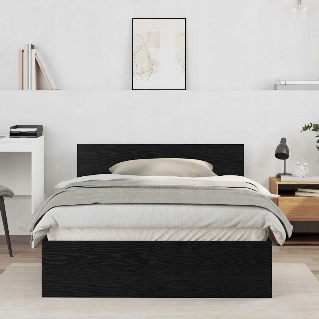 vidaXL Rám postele s čelo Černý dub 203 x 185 x 70 cm kompozitní dřevo