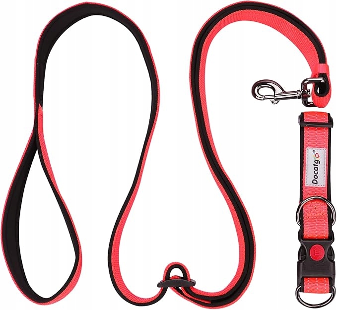 Levně Vodítko obojek pro psa Docatgo reflexní nylonová bezpečnostní spona L