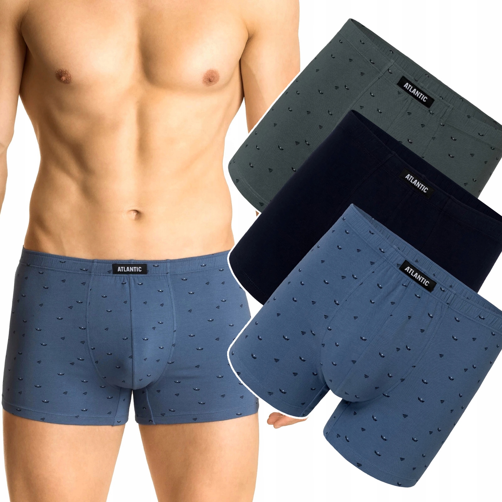 x3 Pánské sportovní boxerky Atlantic 3MH-033 Bavlněné šortky sada XL