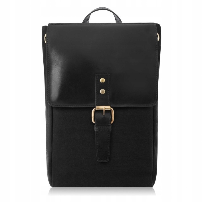 Malý černý kožený plátěný dámský Batoh od Paolo Peruzzi