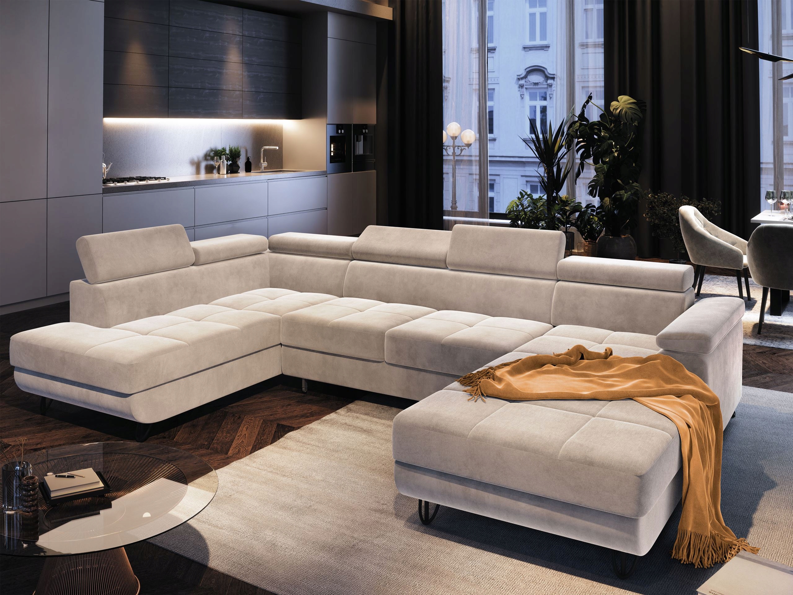 Rohová Sedací Souprava s funkcí spaní Junior U Velvet