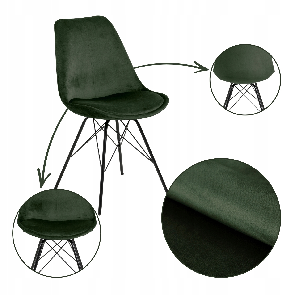 Stolička Do Jedálne Lesná Zelená do kuchyne pohodlná s čalúneným operadlom