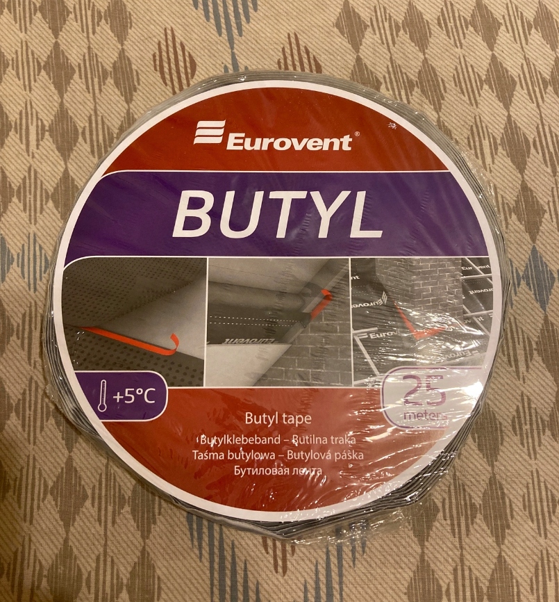 TAŚMA BUTYLOWA DWUSTRONNA HYDROIZOLACJA SAMOPRZYLEPNA KLEJ EUROVENT BUTYL Grubość 1 mm