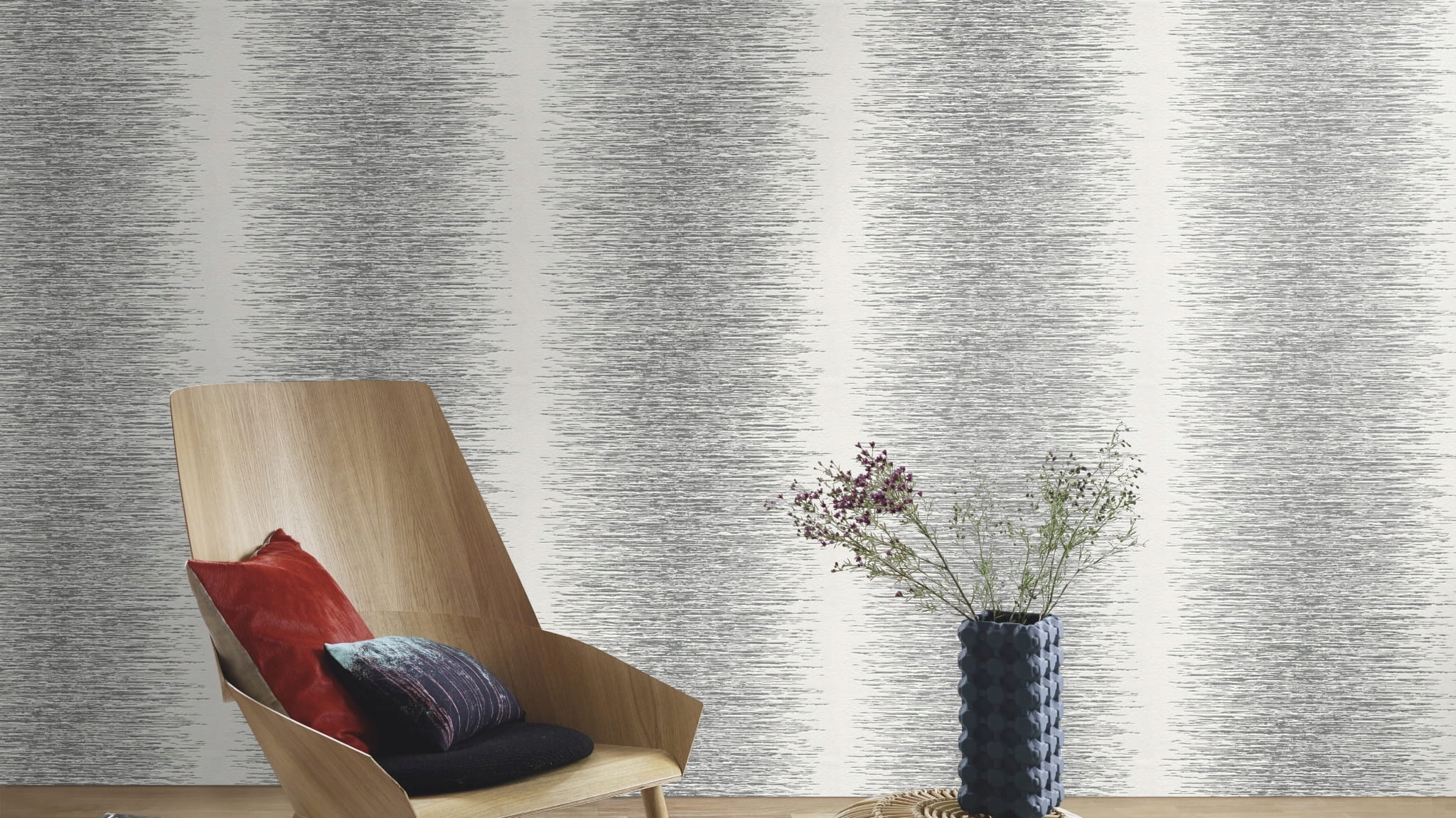 Tapeta 3D panel prążki paski szary srebro biały Marka Rasch