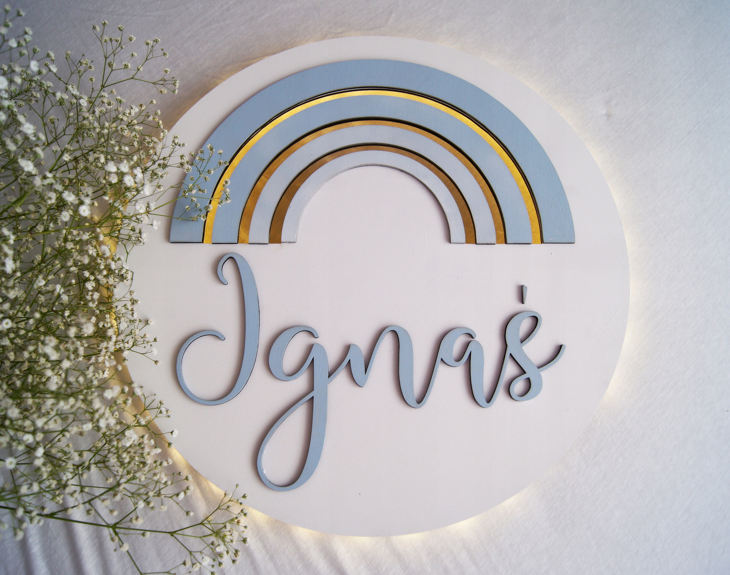 Lampka nocna LED 47 cm TĘCZA imię DUŻA na baterie Zasilanie bateryjne