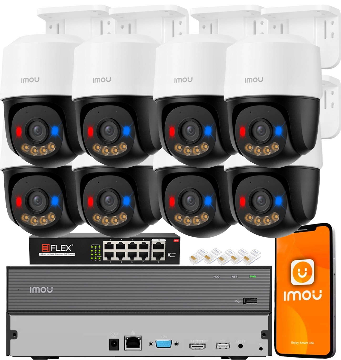 Sada 8 kamier na monitorovanie 10Mpx (5Mpx+5Mpx) IPC-PS7FP-5M0 Imou Audio Led