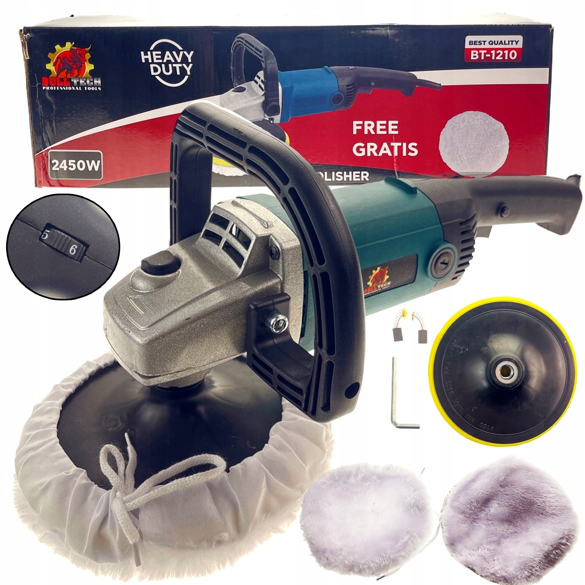 POLERKA SAMOCHODOWA SZLIFIERKA REGULACJA OBR. 2W1 2450W