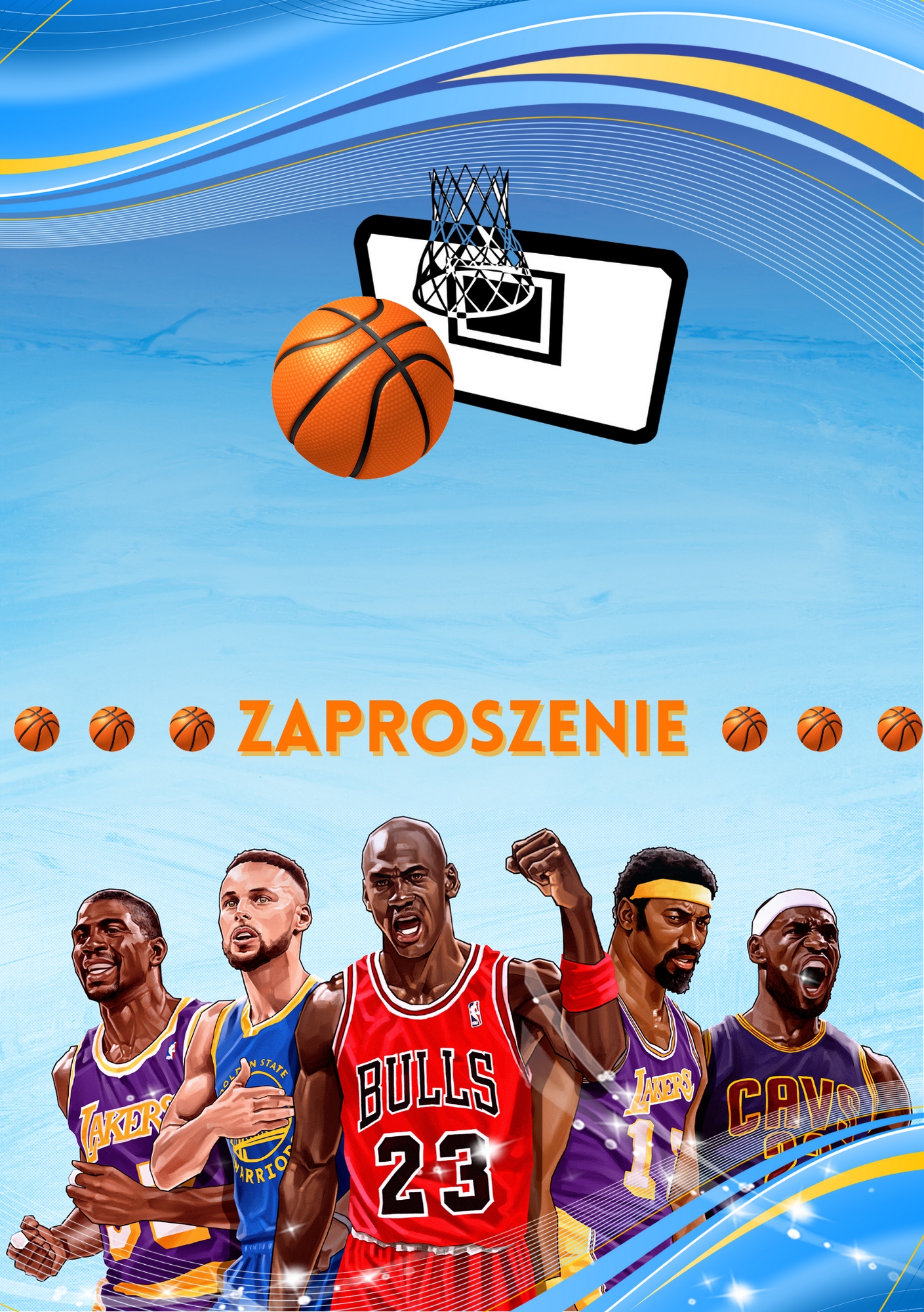 ZAPROSZENIE KOSZYKÓWKA ZAPROSZANIA KOSZYKARZE 20x15 cm Marka inna