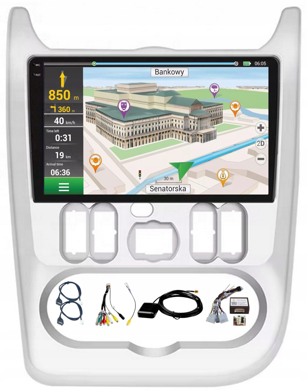Rádio Navigácia Gps Dacia Sandero 2007-2011 Wifi Carplay Bt Usb 4GB 64GB