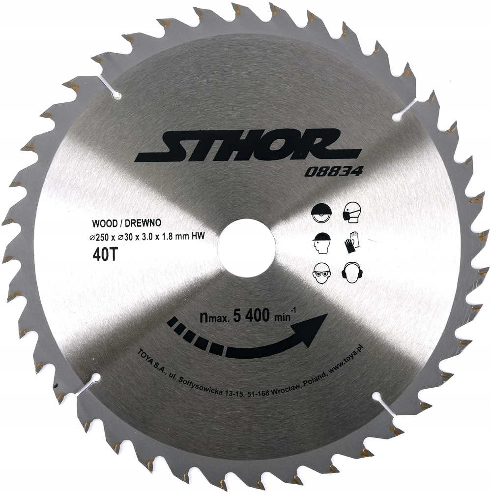 TARCZA WIDIOWA DO CIĘCIA DREWNA 250x30x40T STHOR
