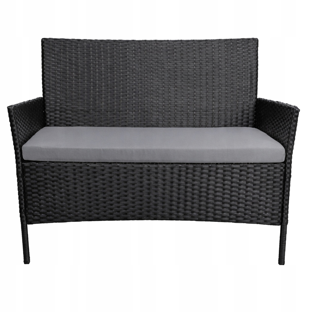ZESTAW MEBLI OGRODOWYCH RATTAN CZARNY NA TARAS FOTELE SOFA STOLIK Materiał dominujący technorattan