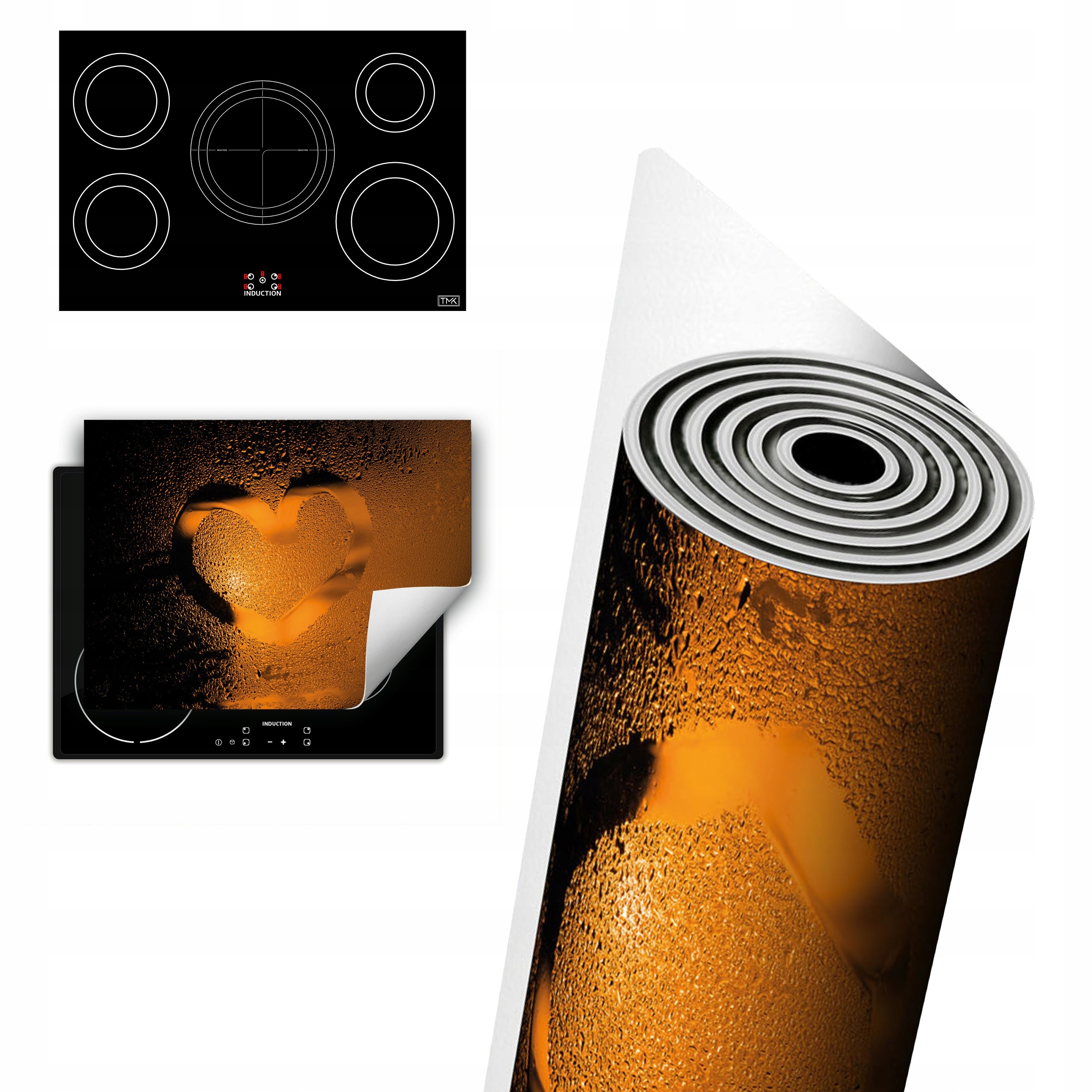 Vinylová Ochrana Na Indukci Deska 80x52 oranžová srdce