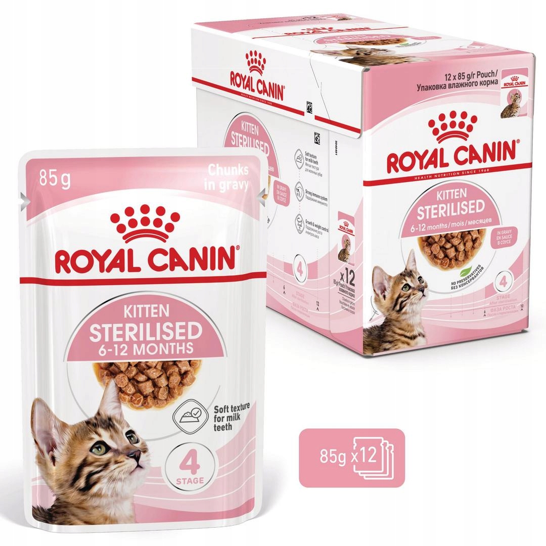 Levně Royal Canin Kitten Sterilised 12x85g Krmivo Vlhké v omáčce pro koťata