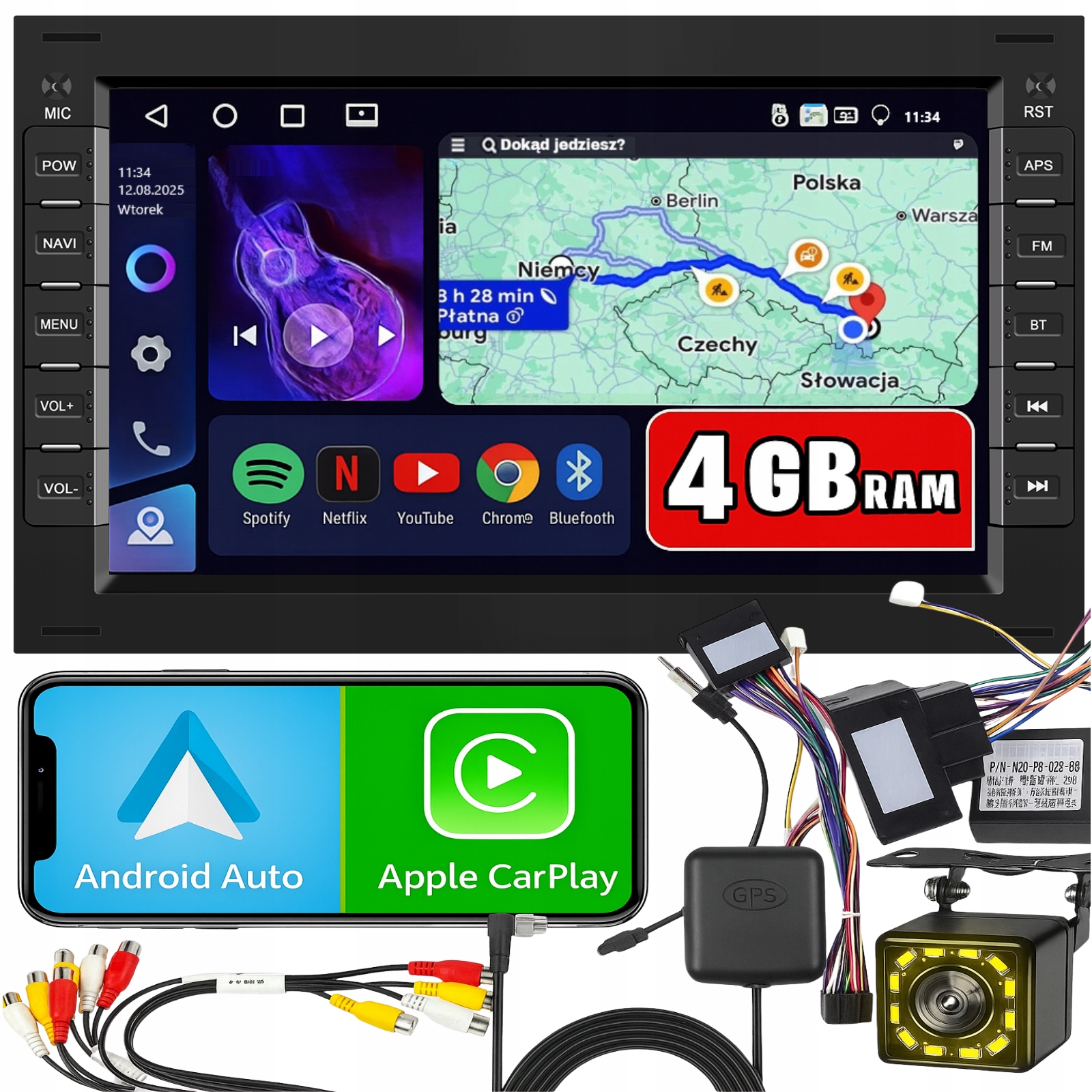 Radio pro Volkswagen Vw Passat B5 Polo Bora MK3 MK4 Golf T4 T5 Seat Leon 4GB