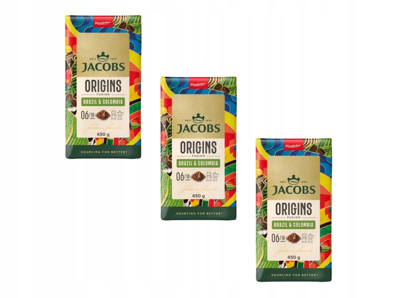 Kawa mielona Jacobs Origins Fusion Brazil & Colombia 3 x 0.45 kg