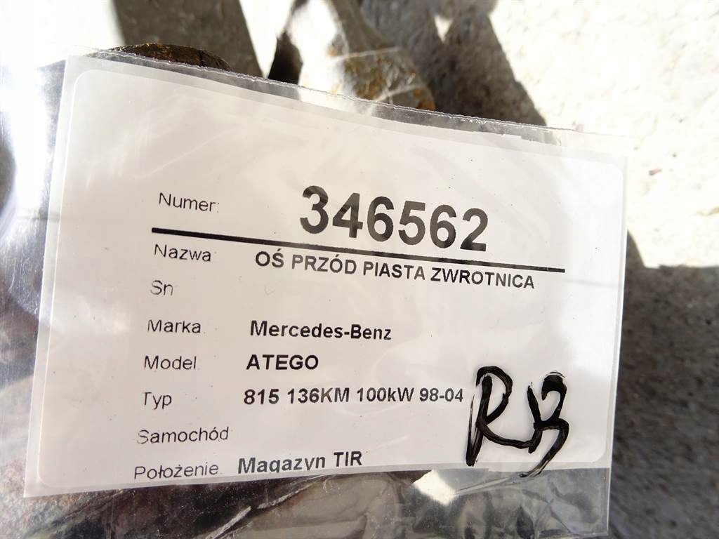OŚ PRZÓD MERCEDES ATEGO Van (minibus) 98-04 4.3 152156KM ZAWIESZENIE Wersja Europejska