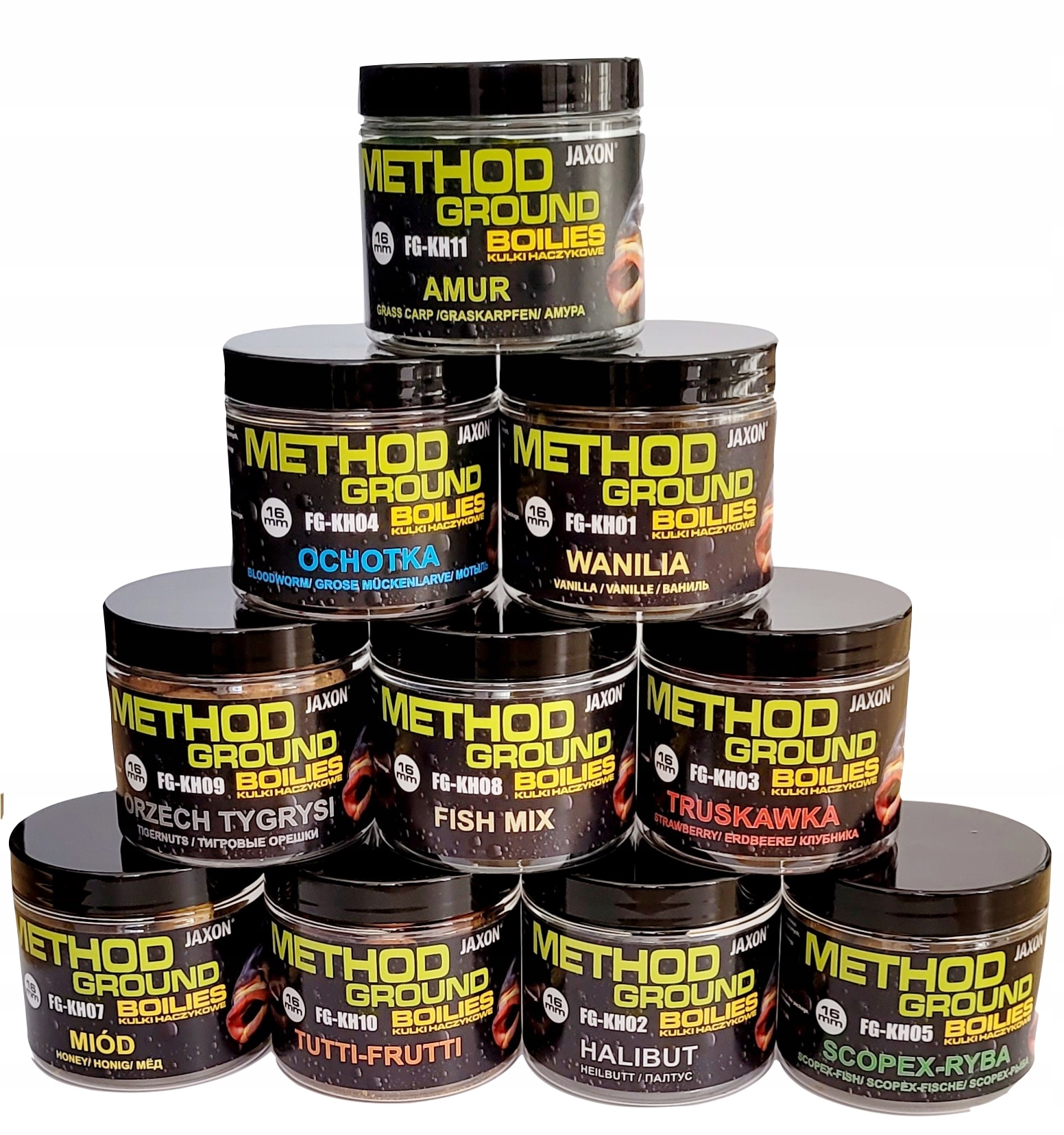 Sada mix chutí 10 x Proteinové Kuličky Jaxon 16 mm