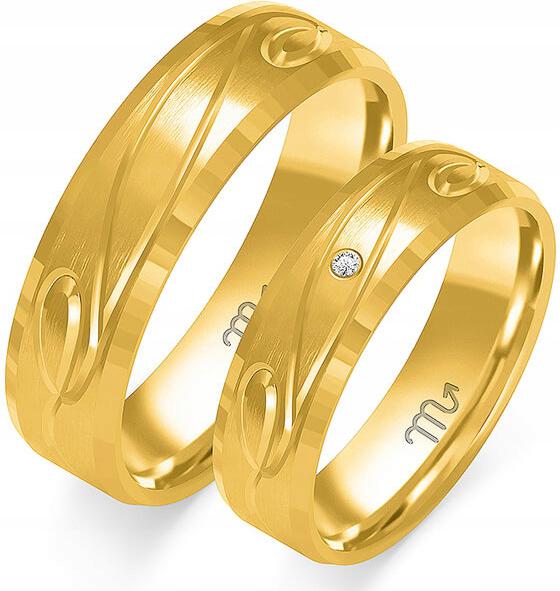 Zlaté snubní prsteny pro novomanžele 14K 585 r. 35 36 37, módní svatební kolekce