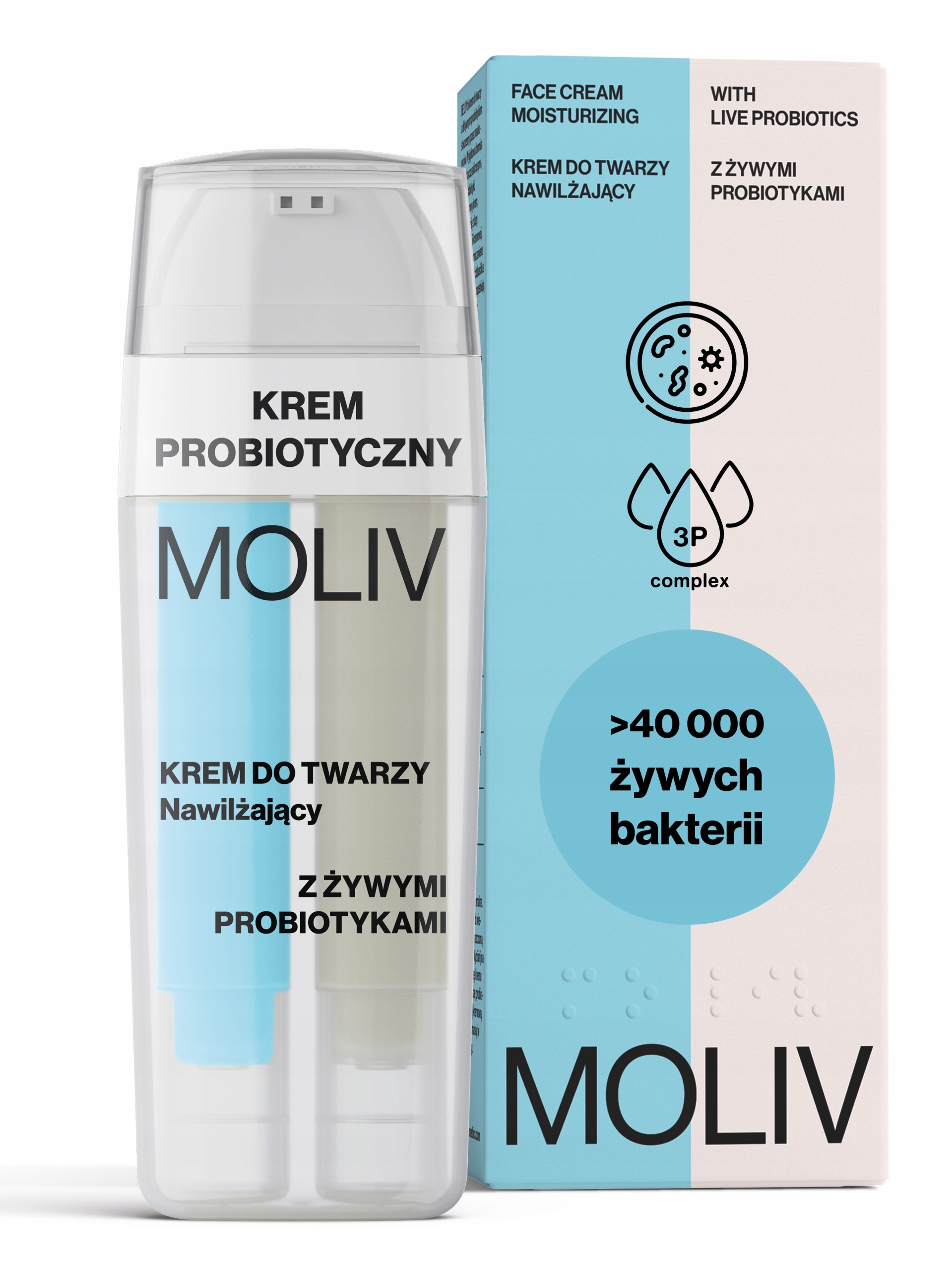 Krem do Twarzy Nawilżający z Żywymi Probiotykami 30ml Moliv Dzień i Noc