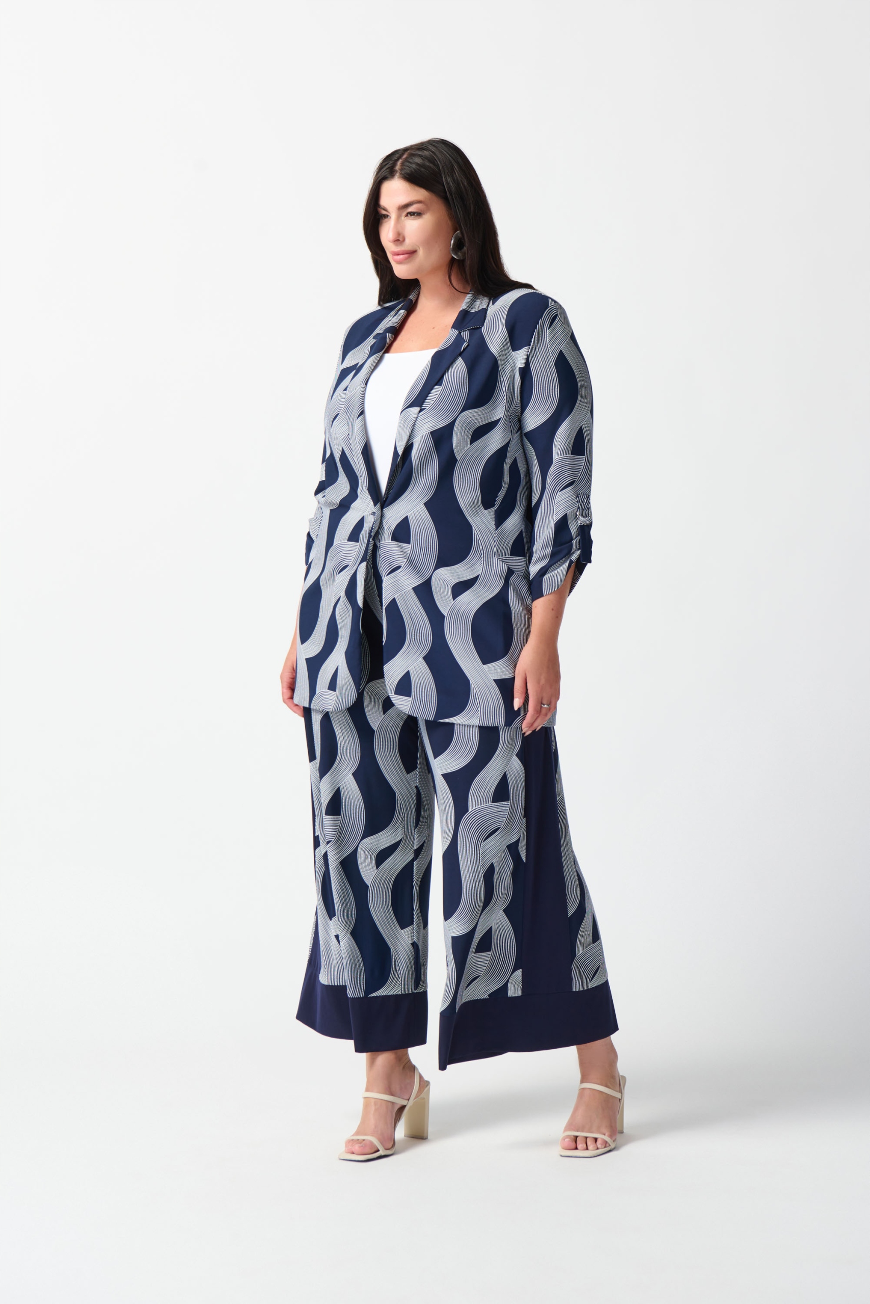 Granatowy Blezer Joseph Ribkoff Wzorzysty Miękki i Elastyczny r.42 Wzór dominujący print (nadruk)