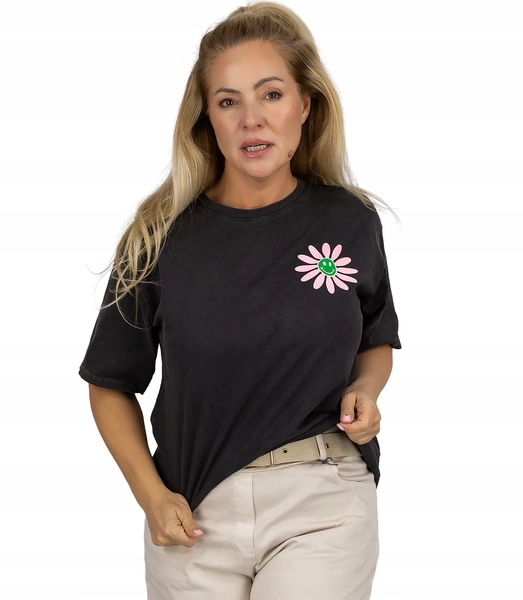 Tričko s efektním potiskem Smiley na zadní straně, univerzální velikost