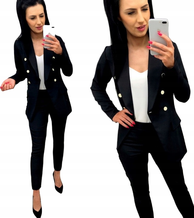 Dámský oblek Dámské elegantní Sako kalhoty černé 2XL 44