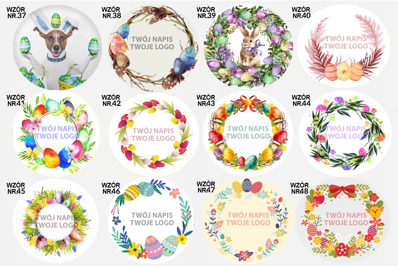 Naklejki wielkanocne firmowe TWÓJ NAPIS/LOGO Rodzaj w arkuszach