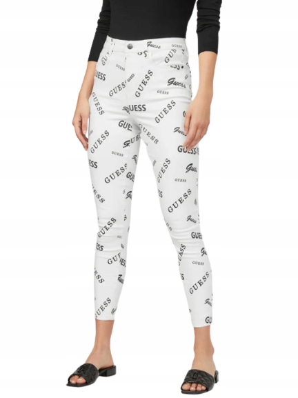 Guess dámské džíny Aubry Logo Super-High Rise Skinny Jeans bílé 28