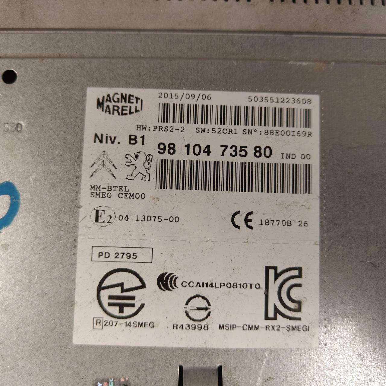control unit audio Radio navigation Citroen C4 Cactus 9810473580