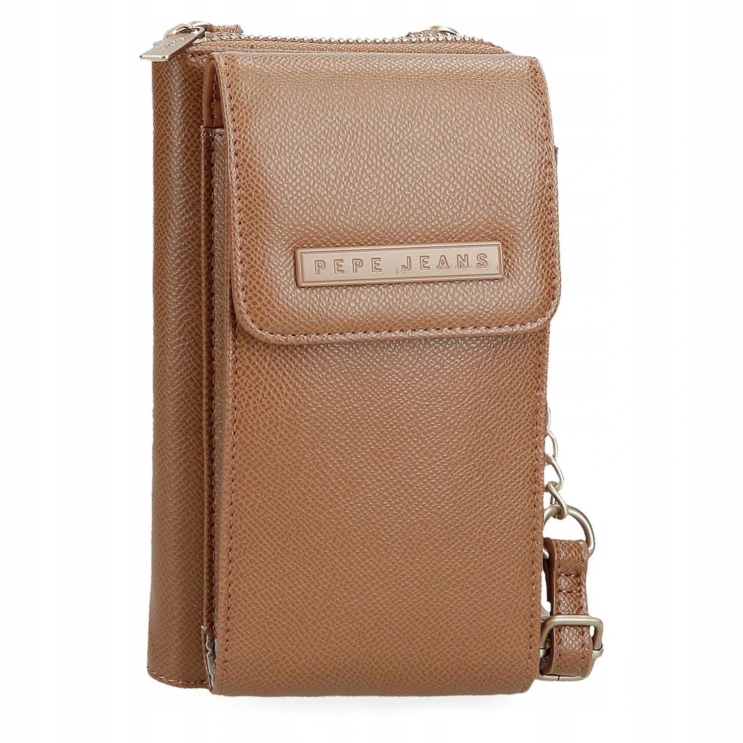 Crossbody peněženka s kapsou na mobil Pepe Jeans Elia hnědá