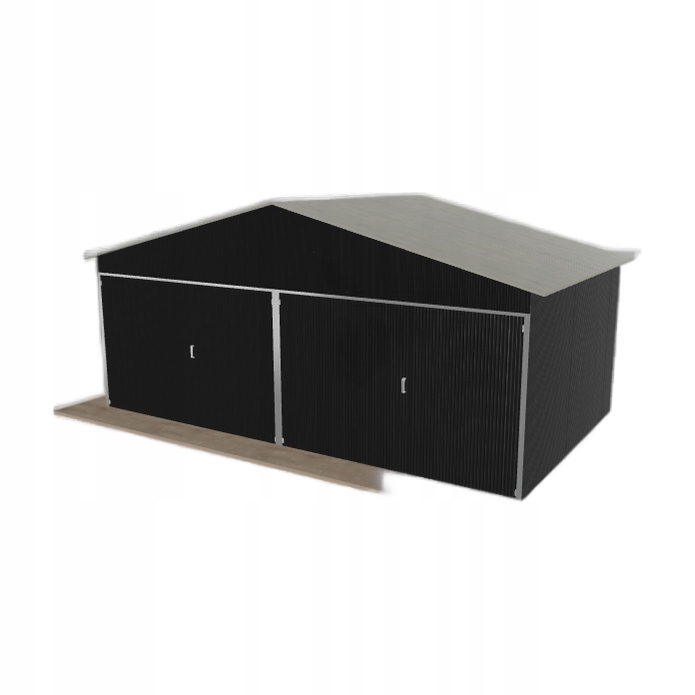 Plechová garáž 6x3.5 m dvoupolohová, dvoupolohová, černá