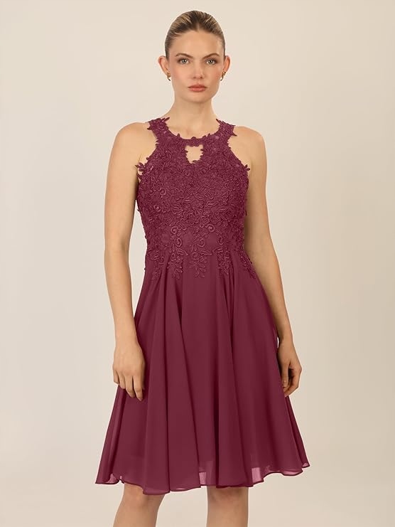 Apart Fashion Bordó Šaty S Krajkou M 6FA