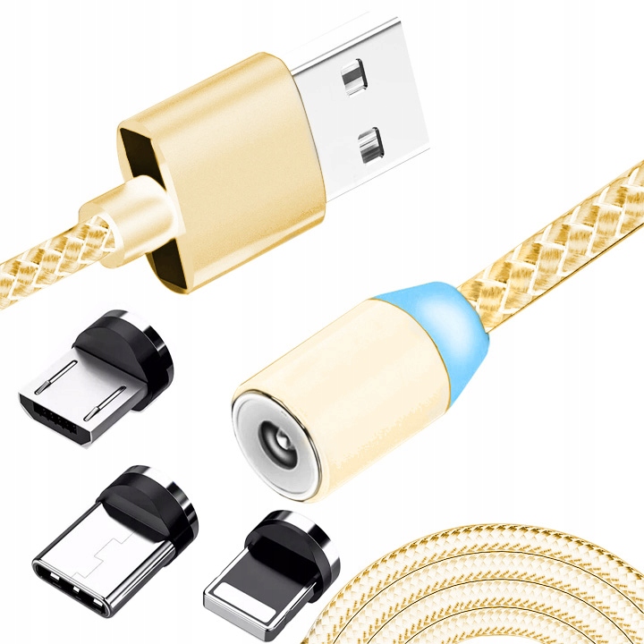 

Kabel Magnetyczny 3w1 Do Iphone Micro Usb Typ-c 1m